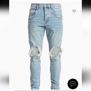PURPLE BRAND P002 RIPPED KNEE BLOWOUT SLIM JEANS SZ 33